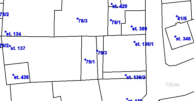 Parcela st. 79/3 v KÚ Dražovice, Katastrální mapa