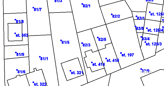Parcela st. 82/3 v KÚ Dražovice, Katastrální mapa