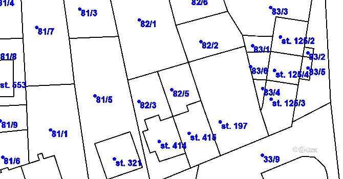 Parcela st. 82/5 v KÚ Dražovice, Katastrální mapa