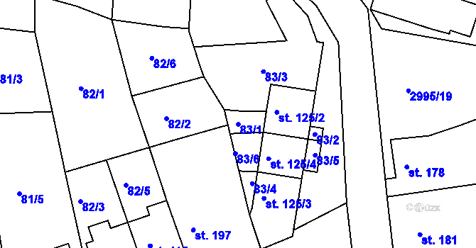 Parcela st. 83/1 v KÚ Dražovice, Katastrální mapa