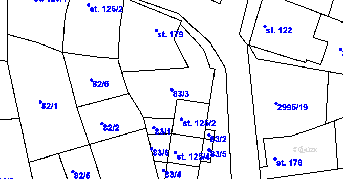 Parcela st. 83/3 v KÚ Dražovice, Katastrální mapa