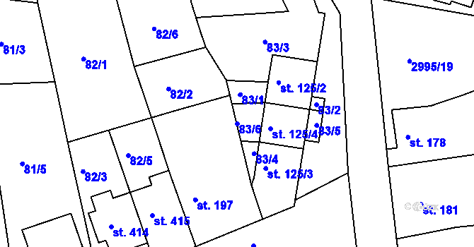 Parcela st. 83/6 v KÚ Dražovice, Katastrální mapa