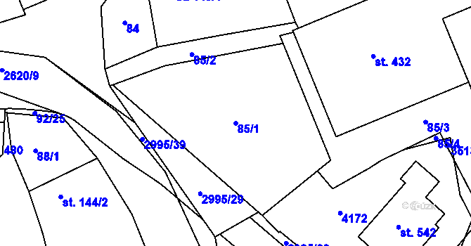 Parcela st. 85/1 v KÚ Dražovice, Katastrální mapa