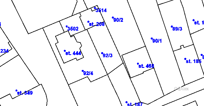 Parcela st. 92/3 v KÚ Dražovice, Katastrální mapa
