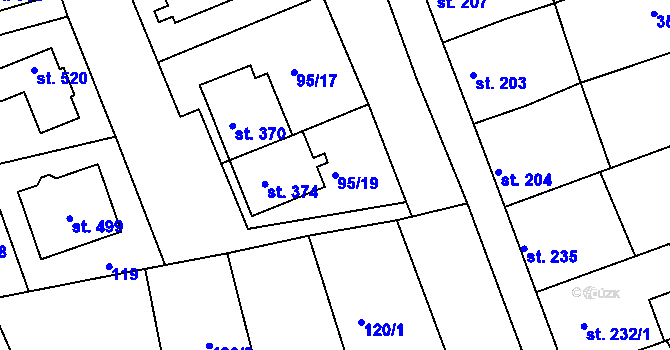 Parcela st. 95/19 v KÚ Dražovice, Katastrální mapa