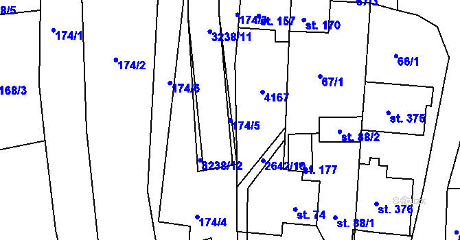 Parcela st. 174/5 v KÚ Dražovice, Katastrální mapa