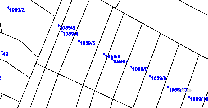 Parcela st. 1059/6 v KÚ Dražovice, Katastrální mapa