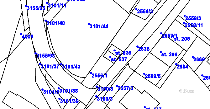 Parcela st. 2556/5 v KÚ Dražovice, Katastrální mapa