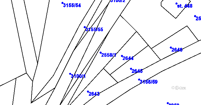 Parcela st. 2558/1 v KÚ Dražovice, Katastrální mapa