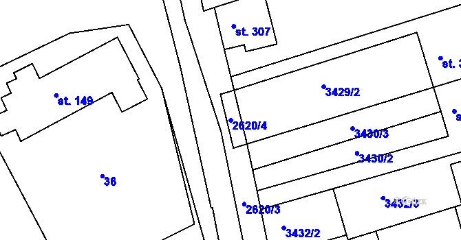 Parcela st. 2620/4 v KÚ Dražovice, Katastrální mapa