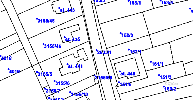 Parcela st. 2633/1 v KÚ Dražovice, Katastrální mapa