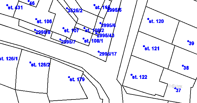 Parcela st. 2995/17 v KÚ Dražovice, Katastrální mapa
