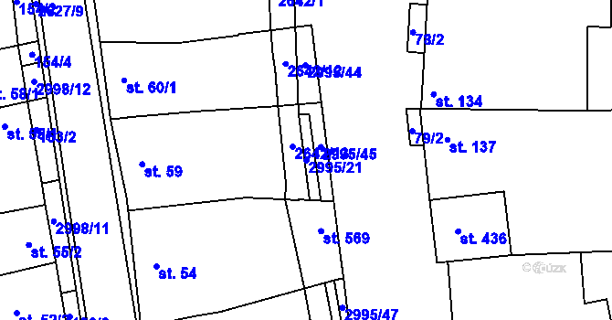 Parcela st. 2995/21 v KÚ Dražovice, Katastrální mapa