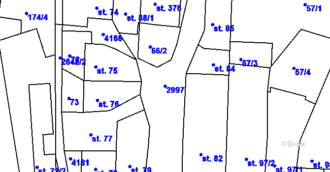 Parcela st. 2997 v KÚ Dražovice, Katastrální mapa