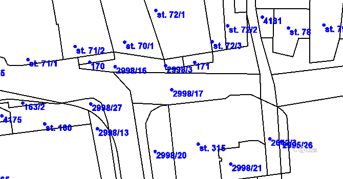 Parcela st. 2998/17 v KÚ Dražovice, Katastrální mapa