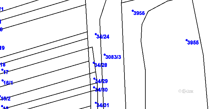 Parcela st. 3083/3 v KÚ Dražovice, Katastrální mapa