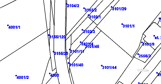 Parcela st. 3101/4 v KÚ Dražovice, Katastrální mapa