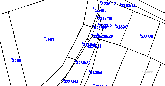 Parcela st. 3238/6 v KÚ Dražovice, Katastrální mapa