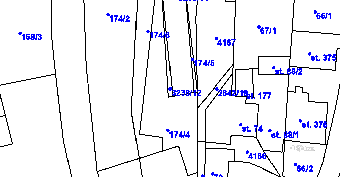 Parcela st. 3238/12 v KÚ Dražovice, Katastrální mapa
