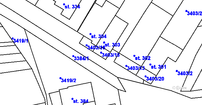 Parcela st. 3403/18 v KÚ Dražovice, Katastrální mapa
