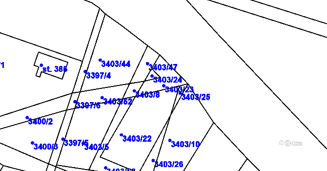 Parcela st. 3403/23 v KÚ Dražovice, Katastrální mapa