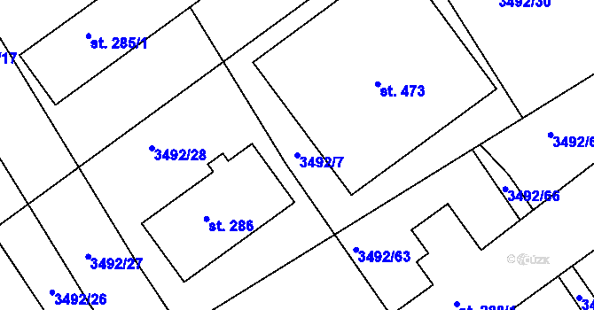 Parcela st. 3492/7 v KÚ Dražovice, Katastrální mapa