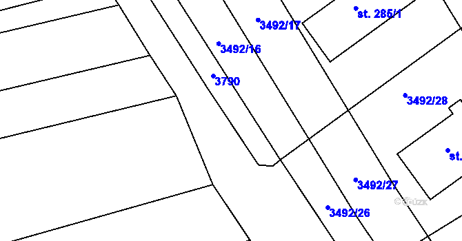 Parcela st. 3492/13 v KÚ Dražovice, Katastrální mapa