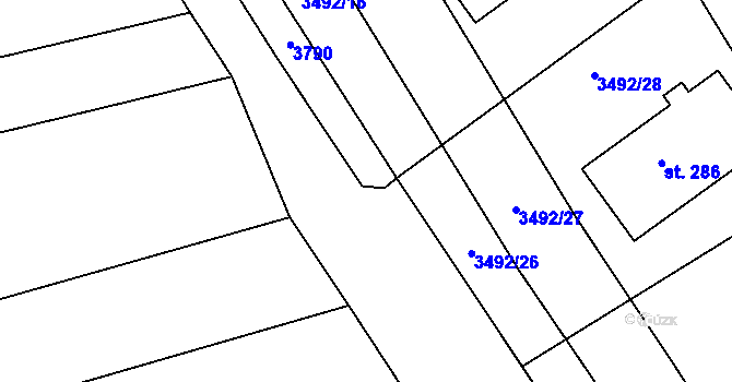 Parcela st. 3492/15 v KÚ Dražovice, Katastrální mapa