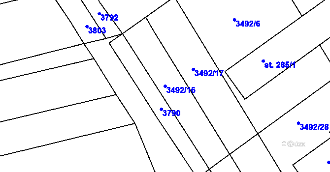 Parcela st. 3492/16 v KÚ Dražovice, Katastrální mapa