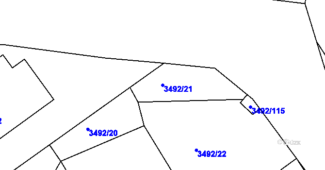Parcela st. 3492/21 v KÚ Dražovice, Katastrální mapa