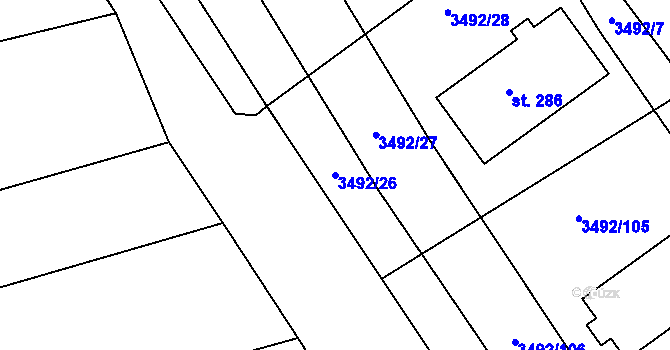 Parcela st. 3492/26 v KÚ Dražovice, Katastrální mapa