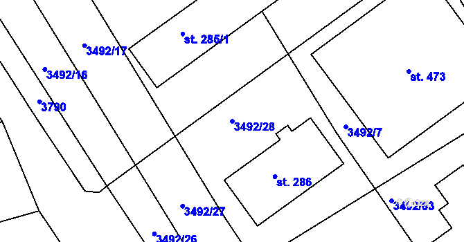 Parcela st. 3492/28 v KÚ Dražovice, Katastrální mapa