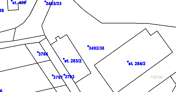 Parcela st. 3492/38 v KÚ Dražovice, Katastrální mapa