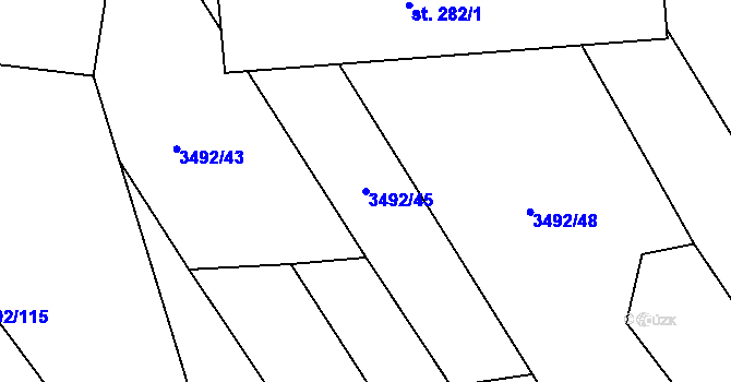 Parcela st. 3492/45 v KÚ Dražovice, Katastrální mapa