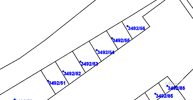 Parcela st. 3492/54 v KÚ Dražovice, Katastrální mapa