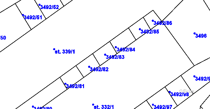 Parcela st. 3492/83 v KÚ Dražovice, Katastrální mapa