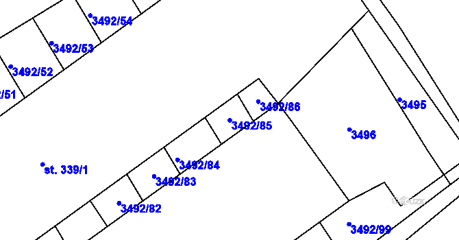 Parcela st. 3492/85 v KÚ Dražovice, Katastrální mapa