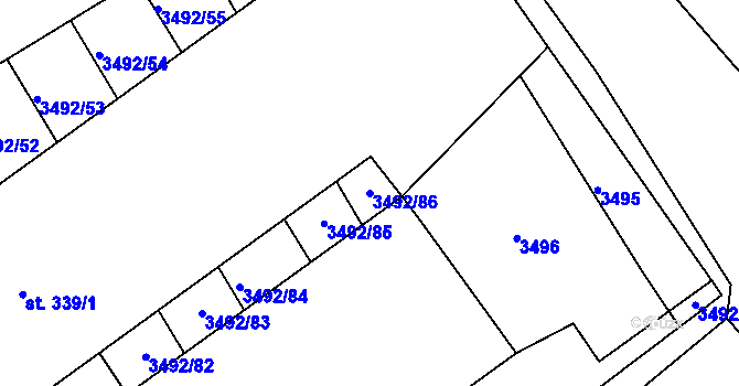 Parcela st. 3492/86 v KÚ Dražovice, Katastrální mapa