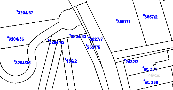 Parcela st. 2627/6 v KÚ Dražovice, Katastrální mapa