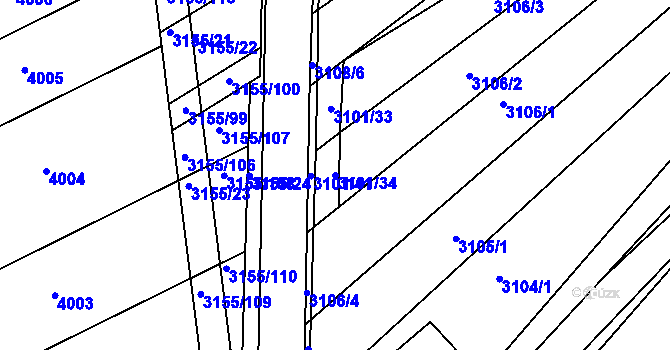 Parcela st. 3101/34 v KÚ Dražovice, Katastrální mapa