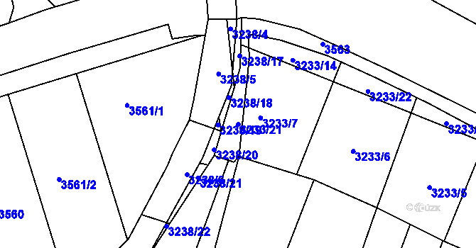 Parcela st. 3233/21 v KÚ Dražovice, Katastrální mapa