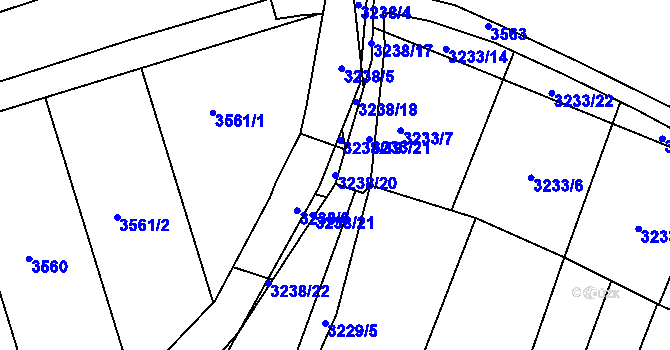 Parcela st. 3238/20 v KÚ Dražovice, Katastrální mapa