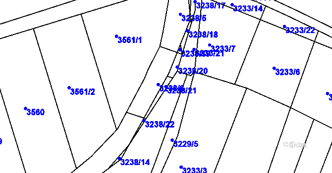 Parcela st. 3238/21 v KÚ Dražovice, Katastrální mapa