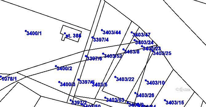Parcela st. 3403/52 v KÚ Dražovice, Katastrální mapa