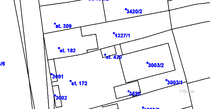 Parcela st. 420 v KÚ Dražovice, Katastrální mapa