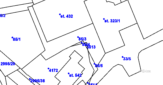 Parcela st. 85/4 v KÚ Dražovice, Katastrální mapa