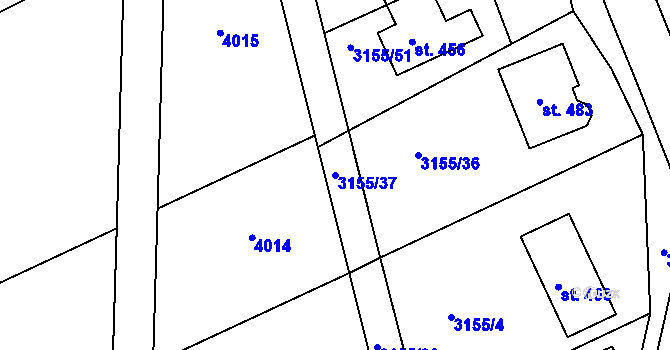 Parcela st. 3155/37 v KÚ Dražovice, Katastrální mapa