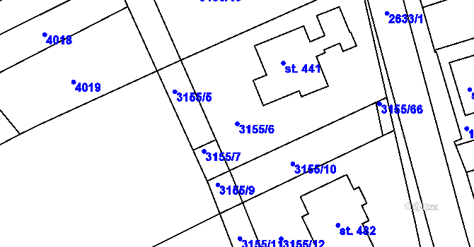Parcela st. 3155/6 v KÚ Dražovice, Katastrální mapa