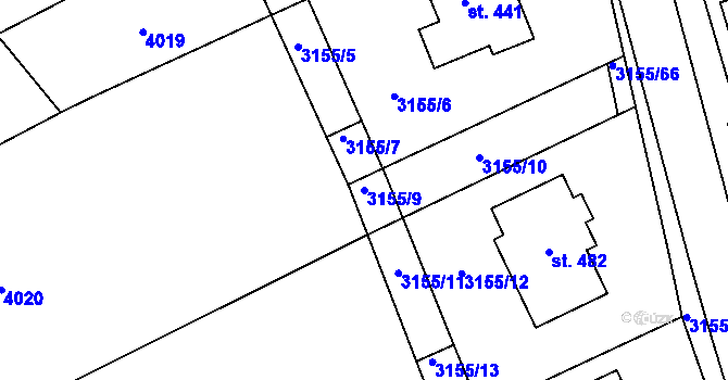Parcela st. 3155/9 v KÚ Dražovice, Katastrální mapa