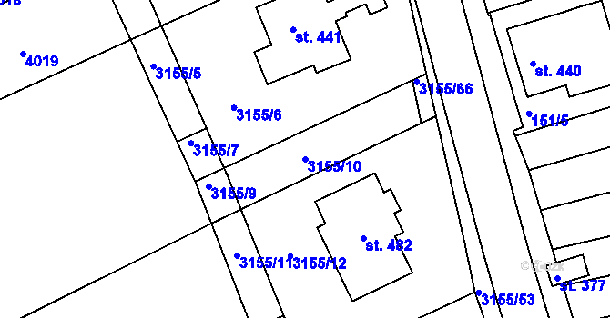 Parcela st. 3155/10 v KÚ Dražovice, Katastrální mapa
